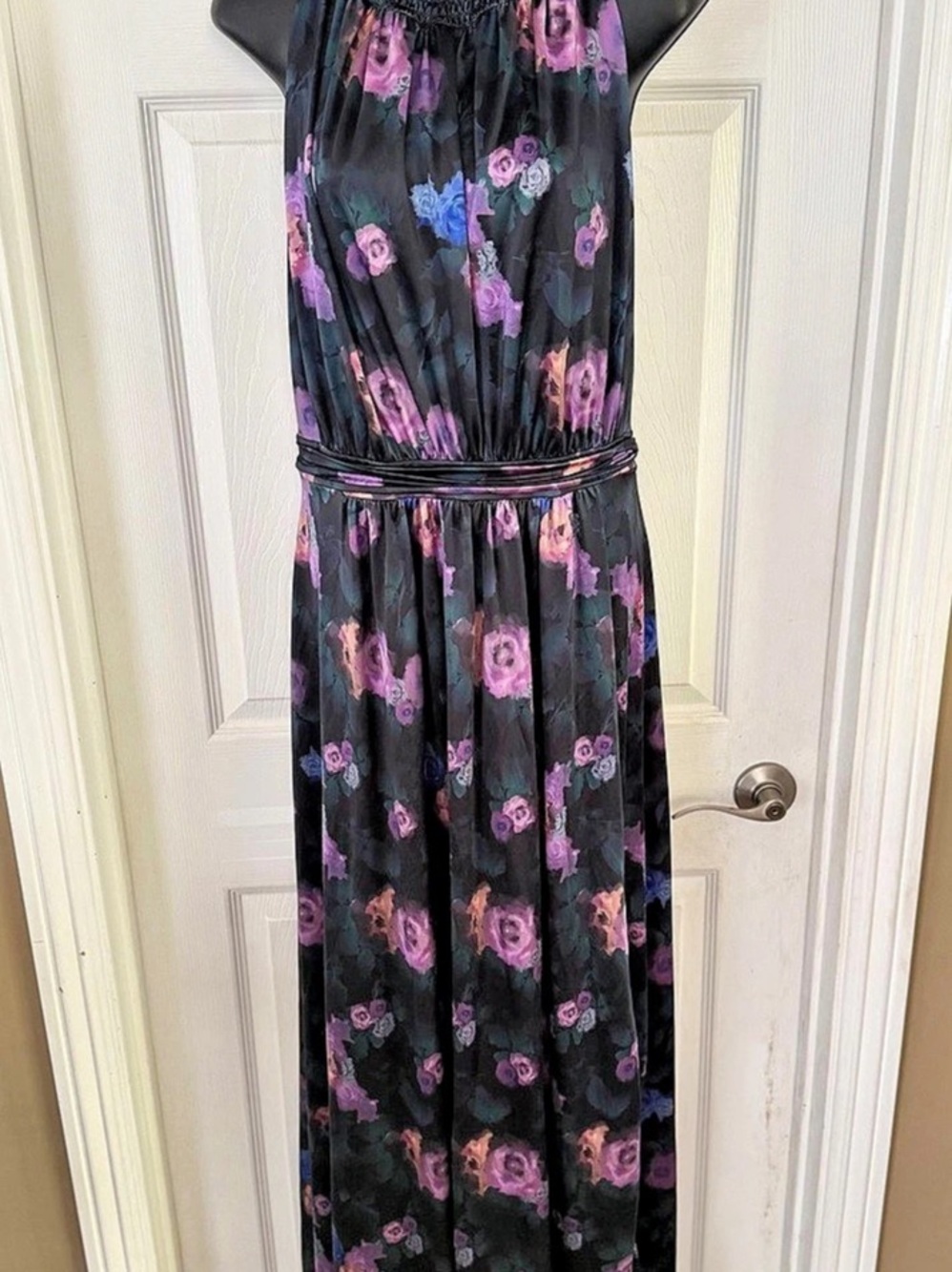 Popilush Floral Maxi Dress Black Purple Size 3XL Like New